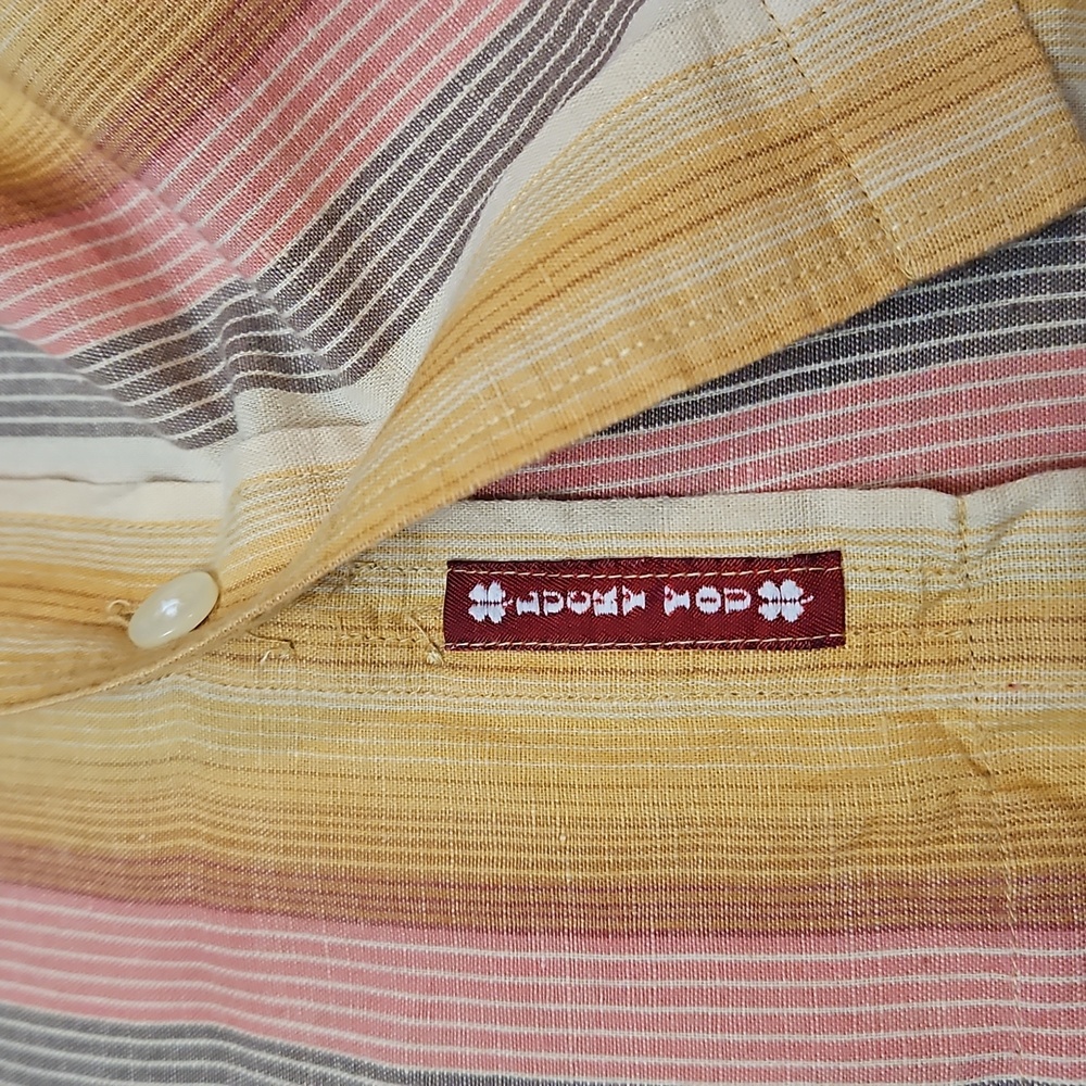 Lucky Brand Short Sleeve Button Up Shirt Linen Blend StripesMen's Large - Picture 12 of 15